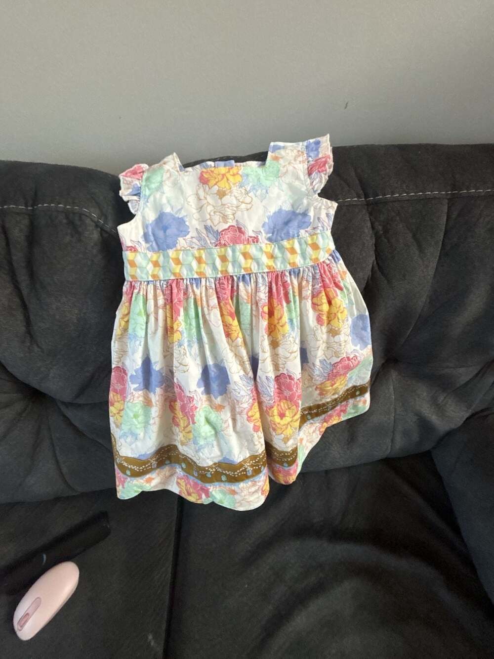 Matilda Jane Floral Print Toddler Girl Dress with Belt Detail